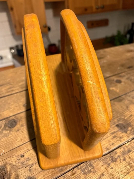 Vintage 1975 Solid Wood Die Cut Goose Welcome Napkin Recipe Mail Book Holder - Picture 13 of 13